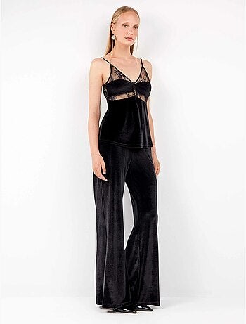 Pantalón largo con cintura elástica, de terciopelo