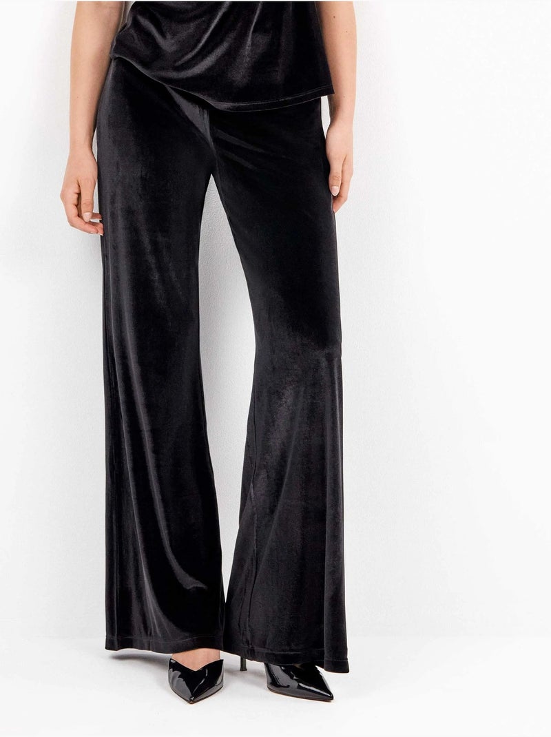 Pantalón largo con cintura elástica, de terciopelo Negro - Kiabi