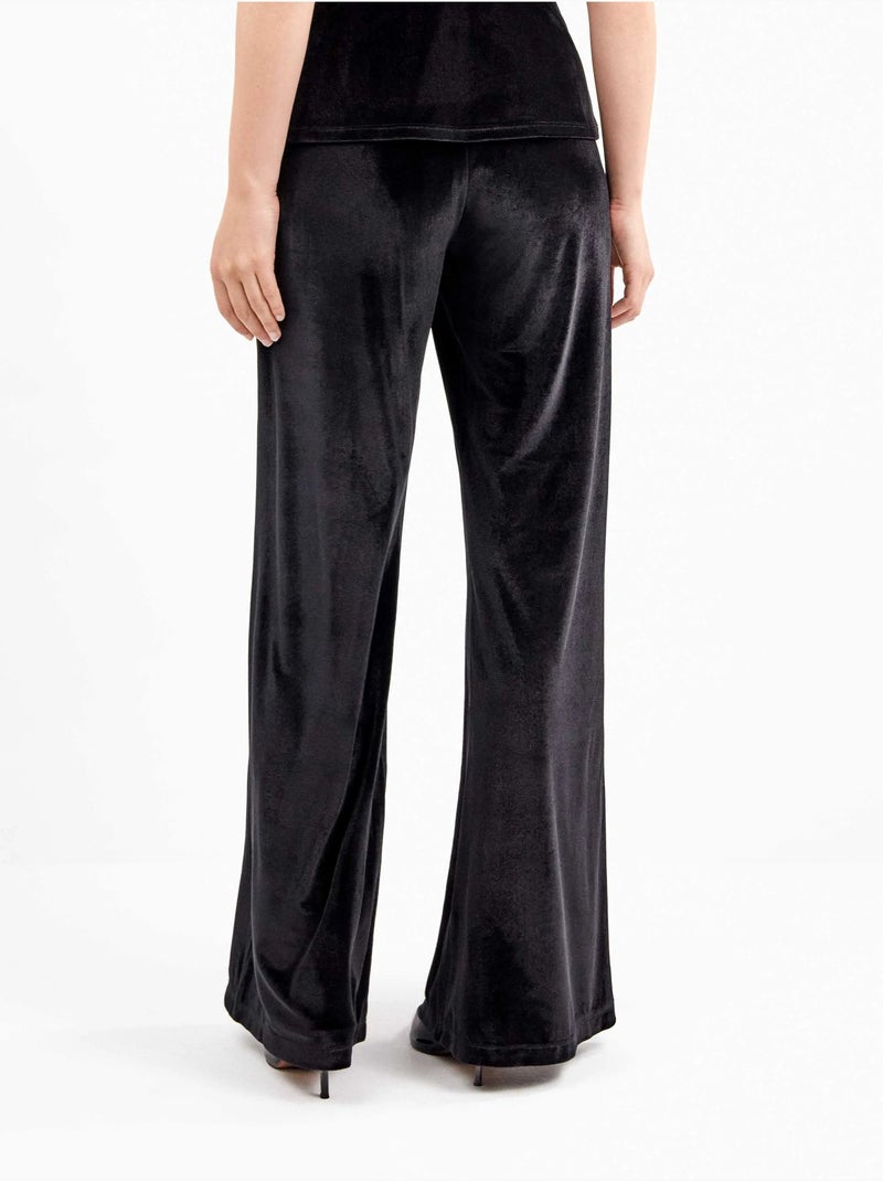 Pantalón largo con cintura elástica, de terciopelo Negro - Kiabi