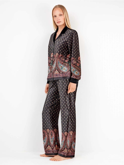 Pantalón largo de terciopelo y estamapado oriental - Kiabi Pantalón largo de terciopelo y estamapado oriental - Kiabi