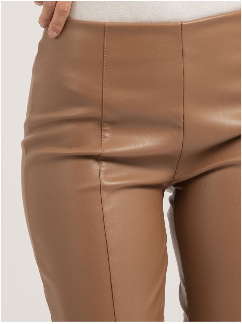 Pantalón legging de simil cuero ELENA Marrón - Kiabi