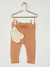 Rebajas legging de punto estampado | pantalón de algodón bebé niña | marrón  | Kiabi