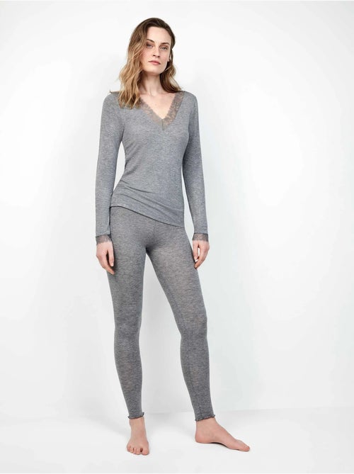 Pantalón legging térmico ligero con cintura doble - Kiabi Pantalón legging térmico ligero con cintura doble - Kiabi
