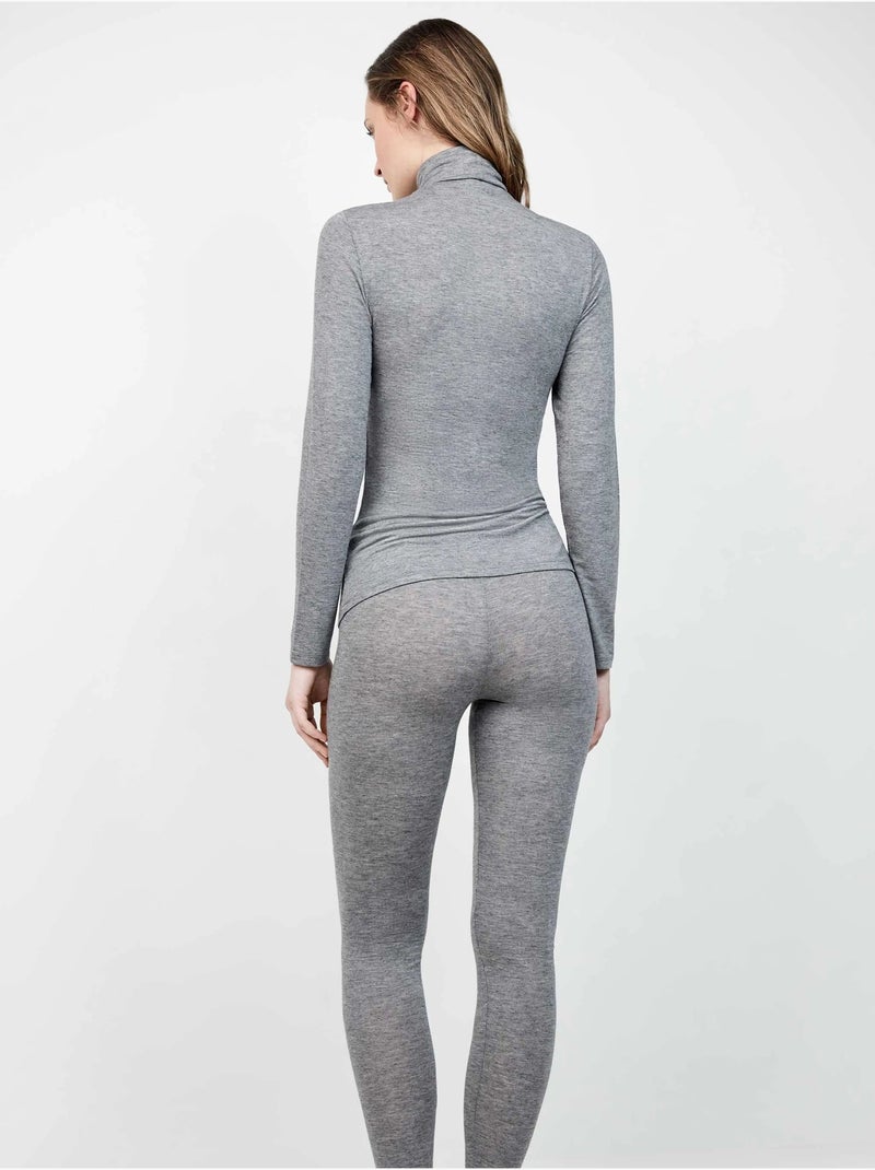 Pantalón legging térmico ligero con cintura doble Gris - Kiabi