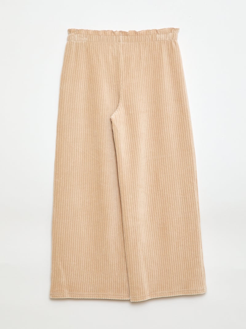 Pantalón legging wide leg de pana Beige - Kiabi
