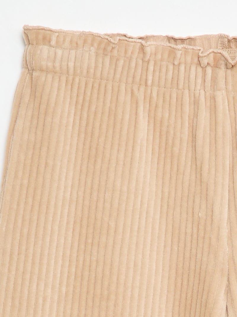 Pantalón legging wide leg de pana Beige - Kiabi