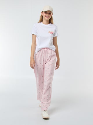 Pantalón ligero a rayas con estampado de 'cerezas'