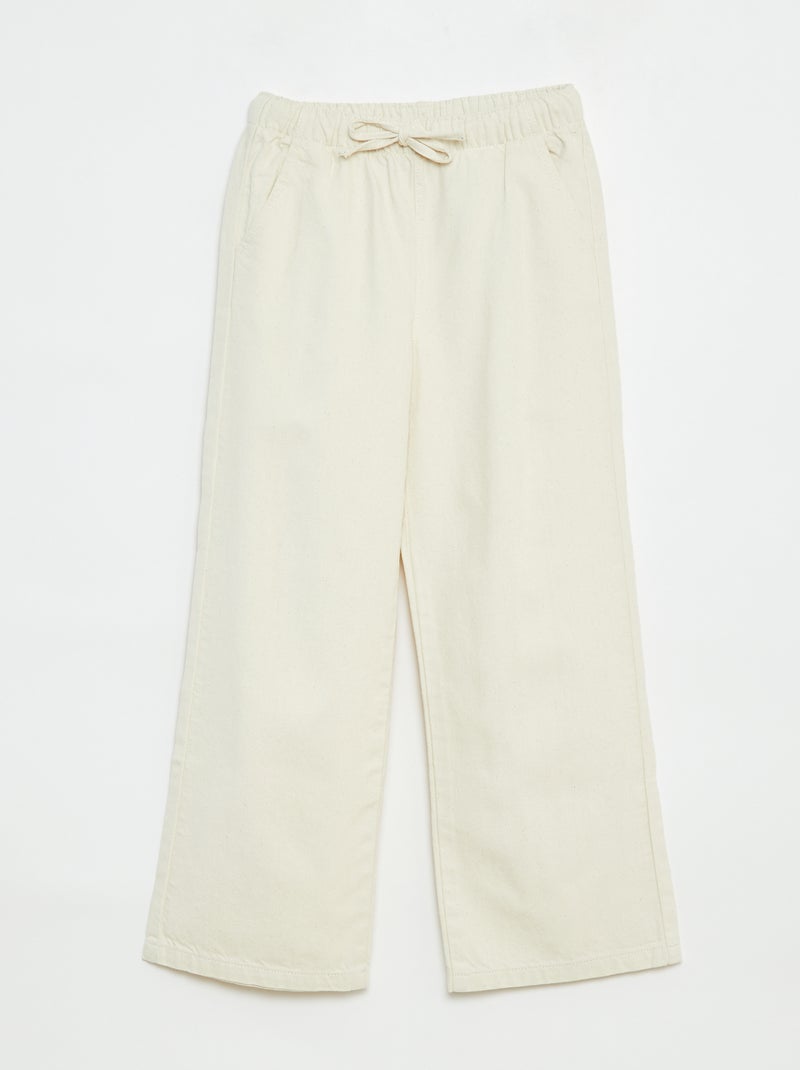 Pantalón ligero con corte ancho Blanco - Kiabi