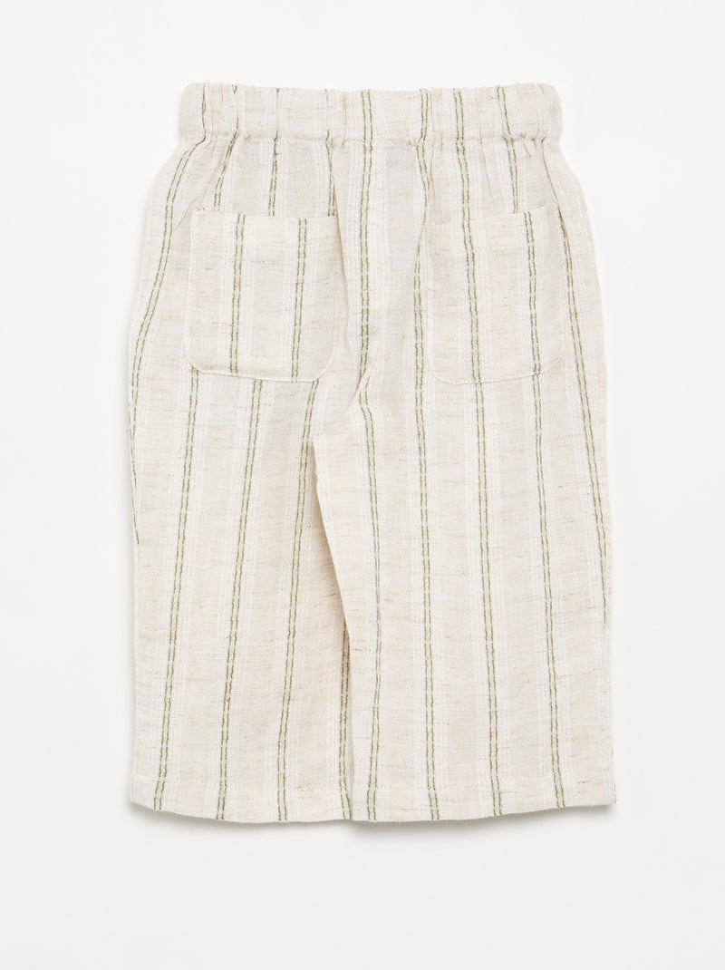Pantalón ligero rayado Beige - Kiabi