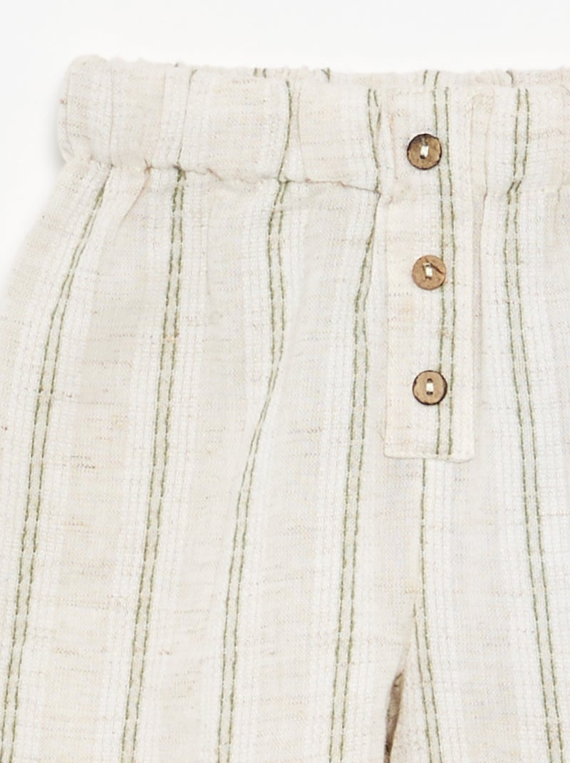 Pantalón ligero rayado Beige - Kiabi