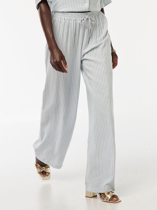 Pantalón ligero y a rayas corte ancho - Kiabi