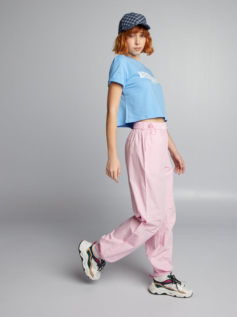 Pantalón ligero y ancho ROSA - Kiabi