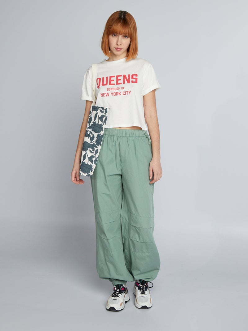 Pantalón ligero y ancho VERDE - Kiabi