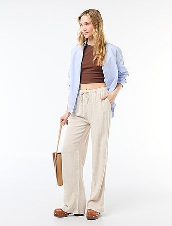 Pantalón liso ancho con 2 bolsillos