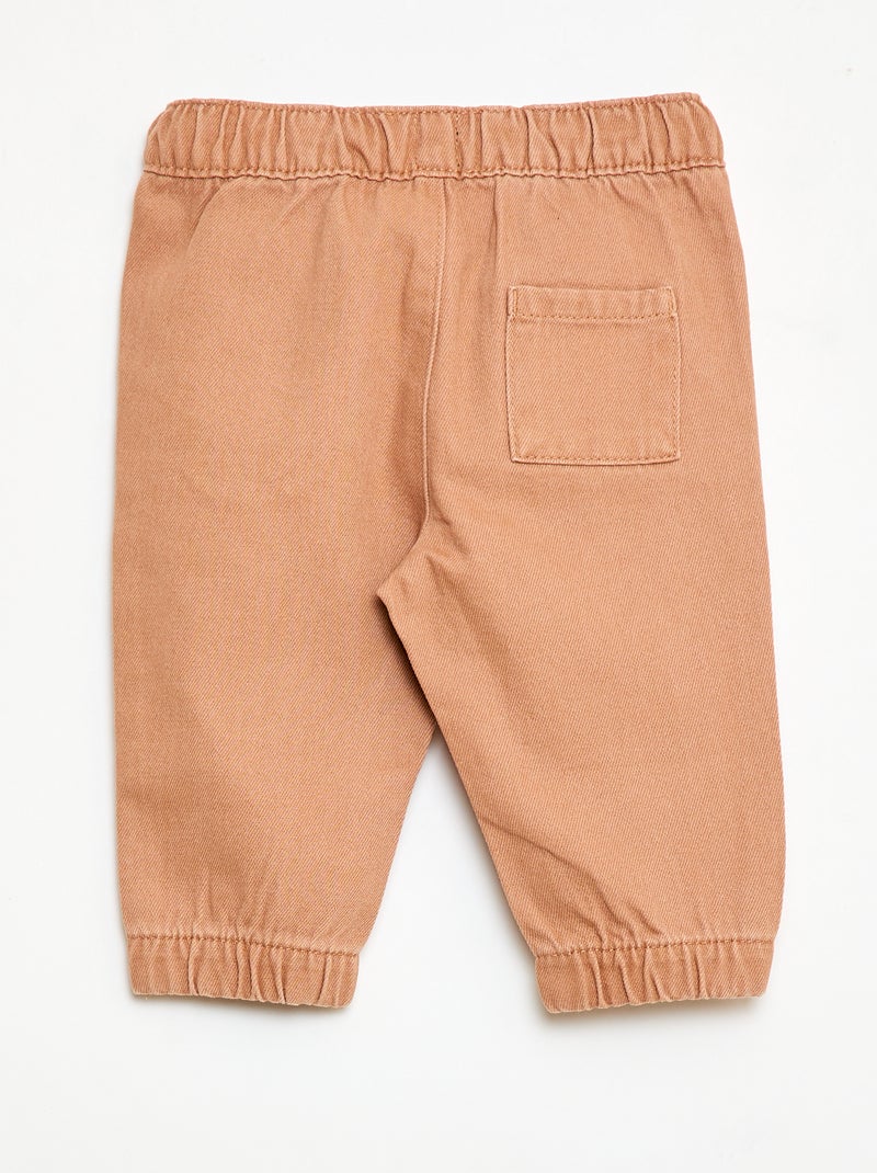 Pantalón liso corte relax fit Marron - Kiabi