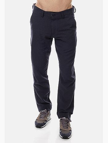 Pantalón liso de algodón y lino