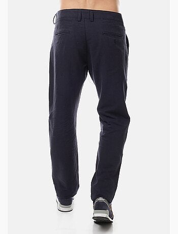 Pantalón liso de algodón y lino