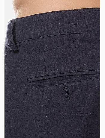 Pantalón liso de algodón y lino