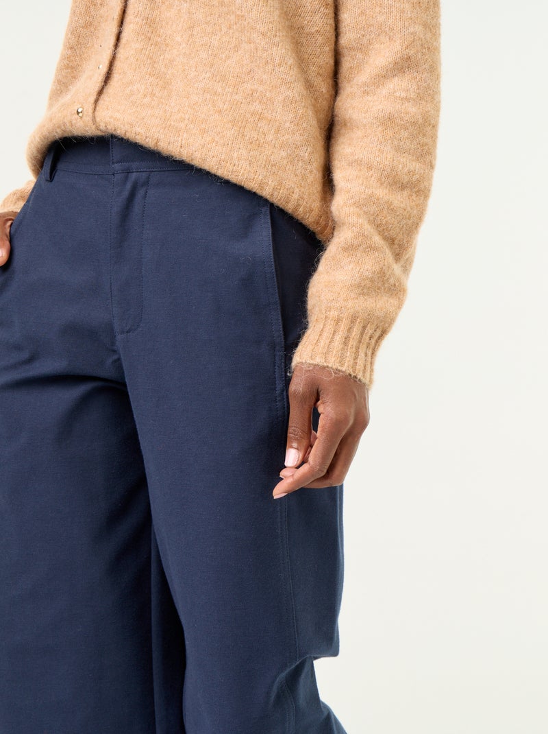 Pantalón liso de corte ancho Azul - Kiabi