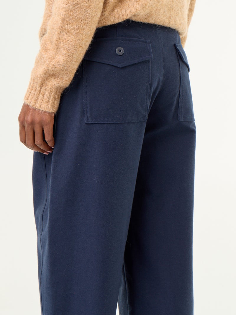 Pantalón liso de corte ancho Azul - Kiabi