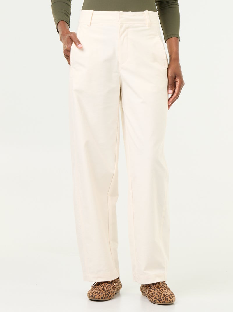 Pantalón liso de corte ancho Blanco - Kiabi
