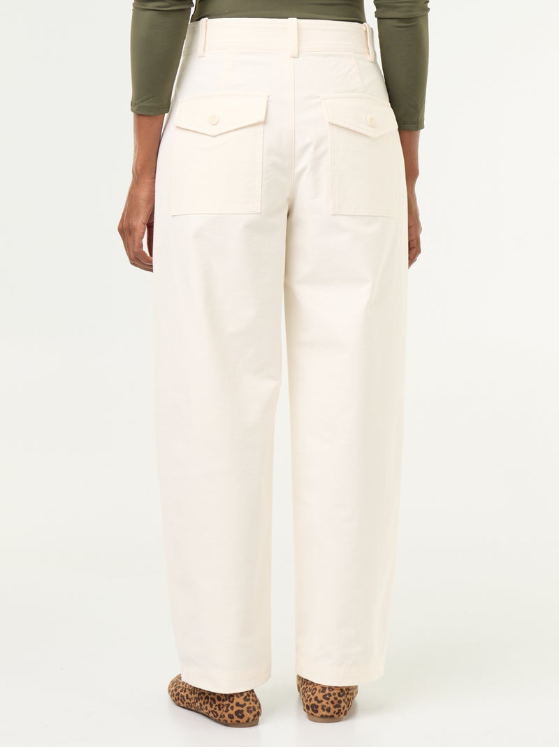 Pantalón liso de corte ancho Blanco - Kiabi