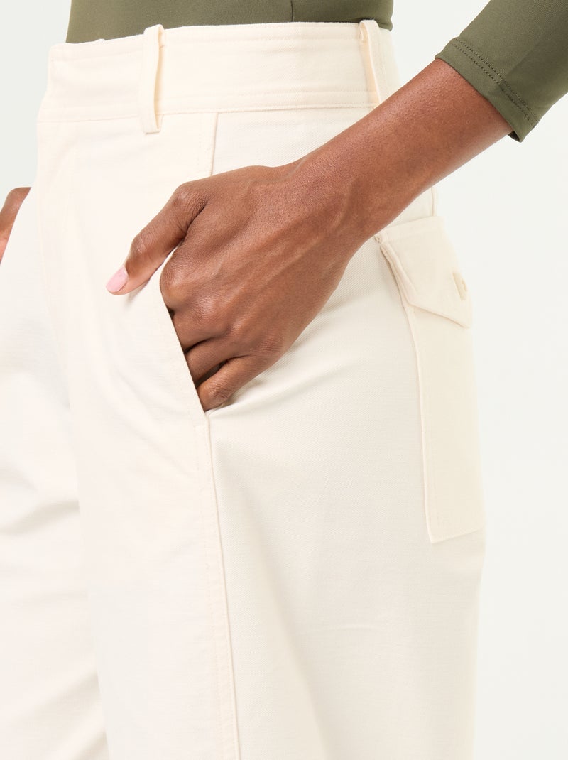 Pantalón liso de corte ancho Blanco - Kiabi