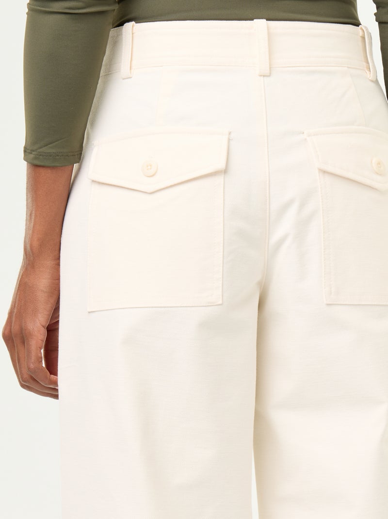 Pantalón liso de corte ancho Blanco - Kiabi