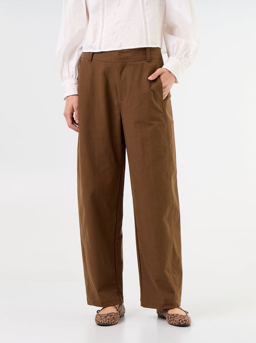 Pantalón liso de corte ancho - Kiabi