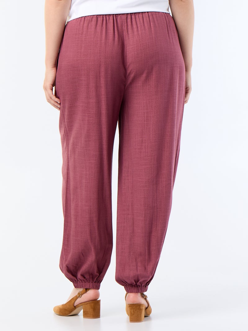 Pantalón liso de corte globo Rosa - Kiabi