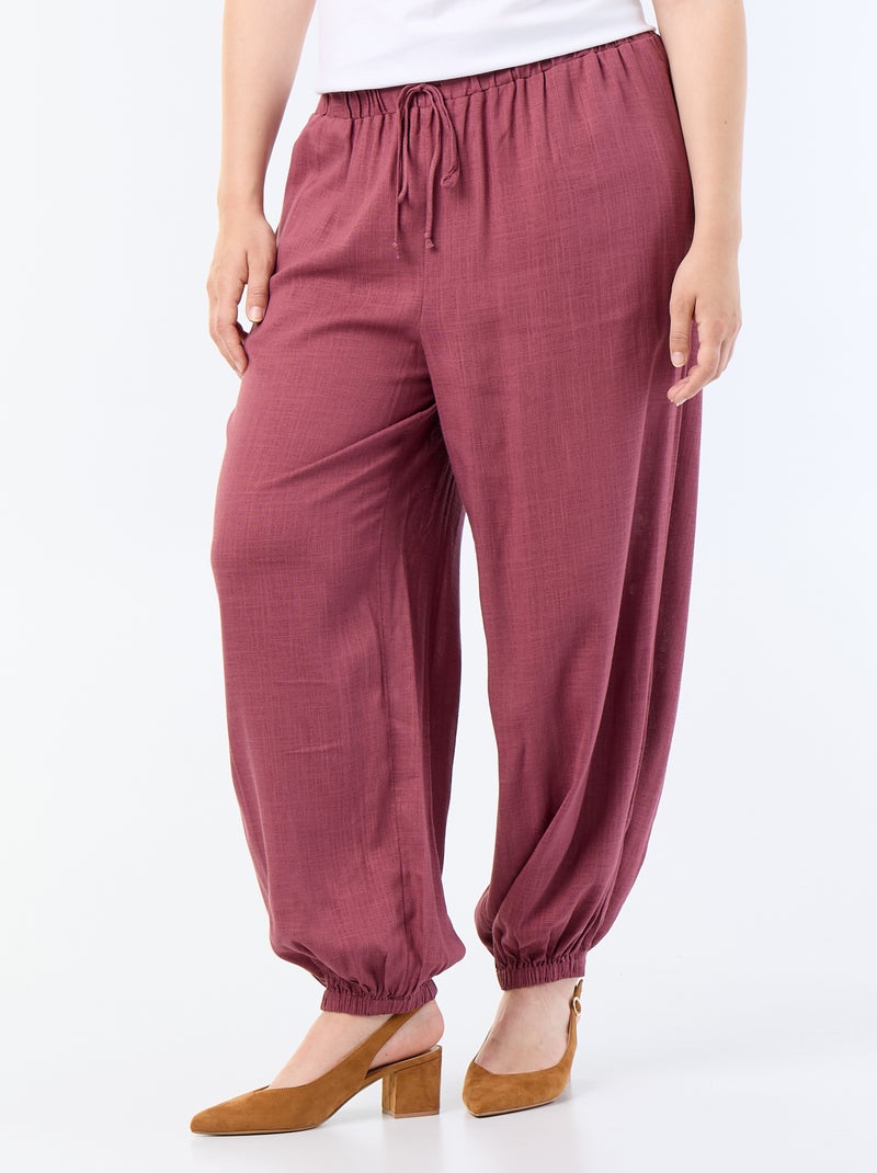 Pantalón liso de corte globo Rosa - Kiabi