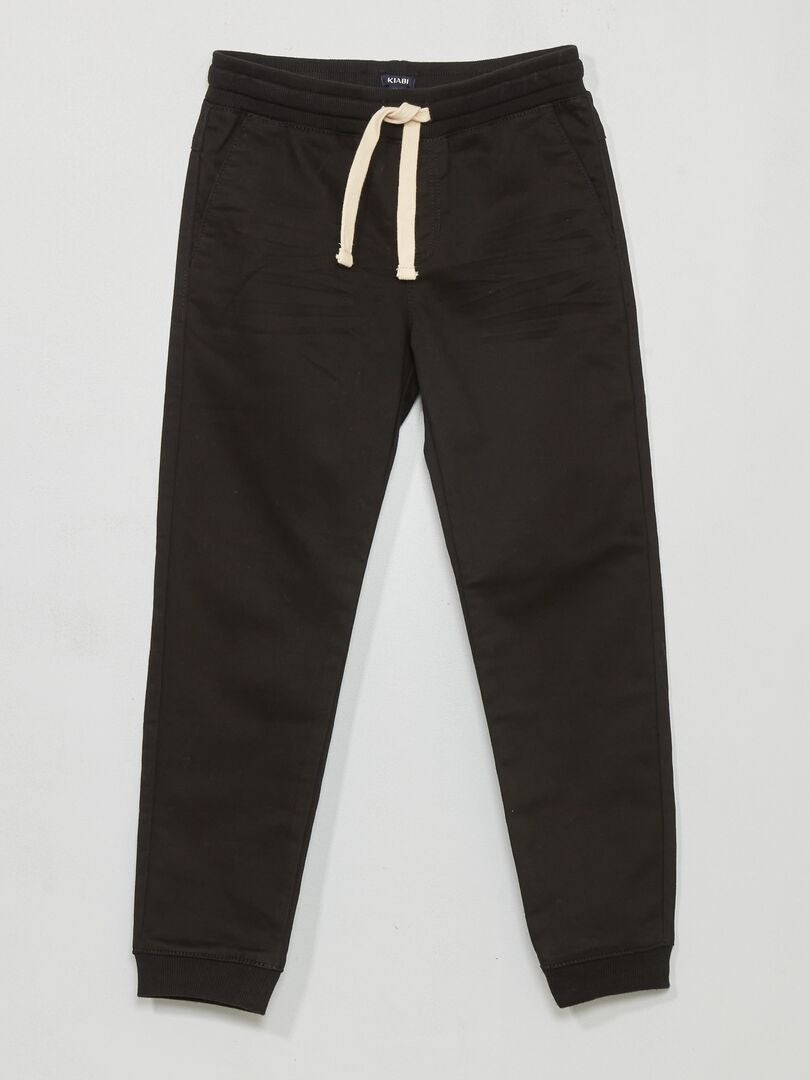 Pantalón liso de jogger Negro - Kiabi