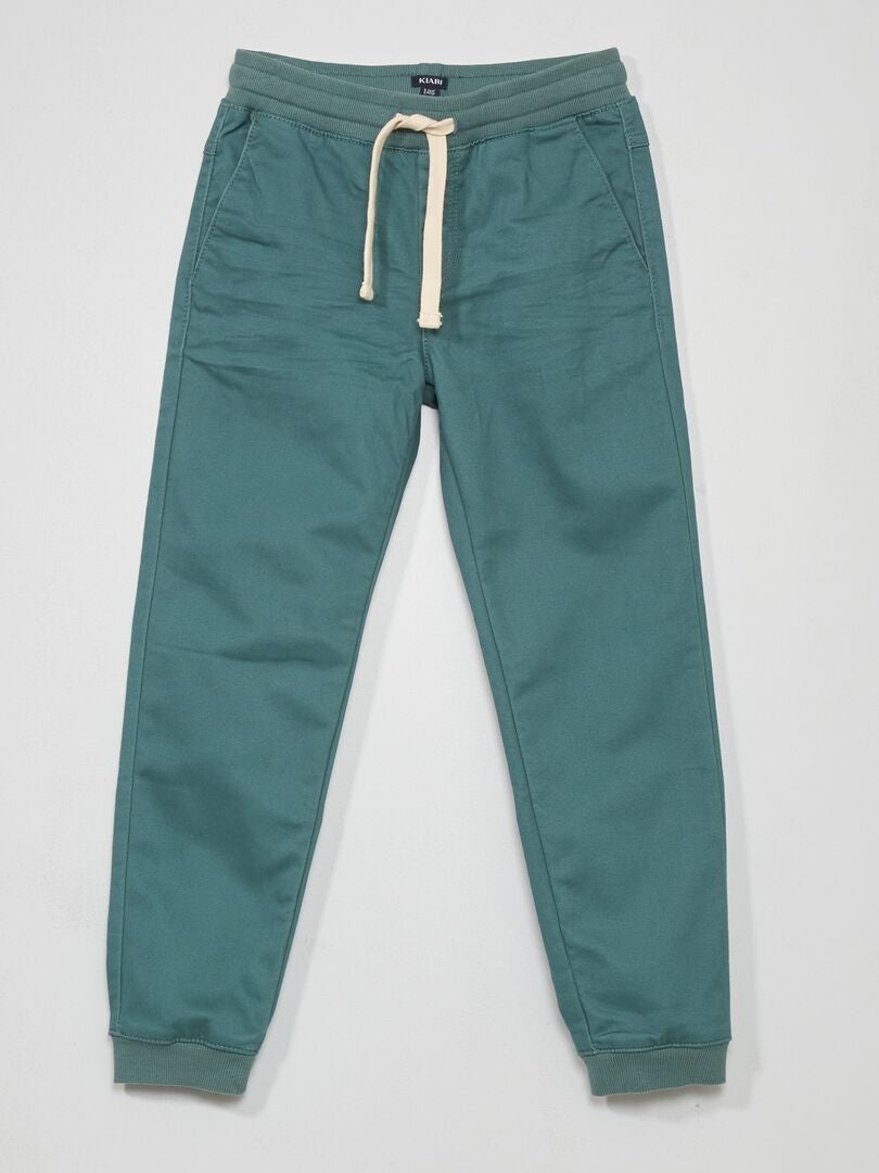 Pantalón liso de jogger verde gris - Kiabi