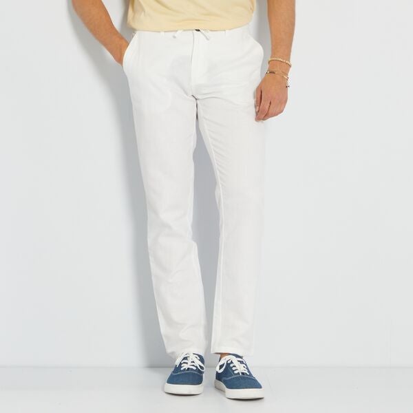 Pantalón liso de lino Hombre talla S-XXL - blanco - Kiabi - 20,00€