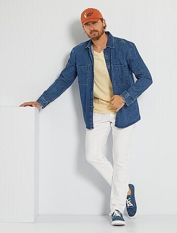 Pantalon lino hombre blanco con descuentos | Kiabi