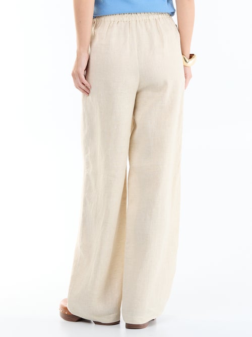 Pantalón liso de lino de corte ancho - Kiabi Pantalón liso de lino de corte ancho - Kiabi