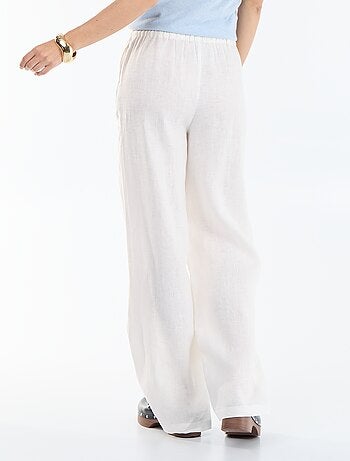 Pantalón liso de lino de corte ancho
