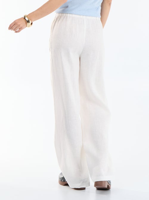 Pantalón liso de lino de corte ancho - Kiabi