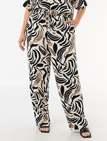 Pantalón liso de lino mezclado