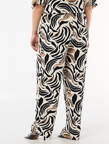 Pantalón liso de lino mezclado