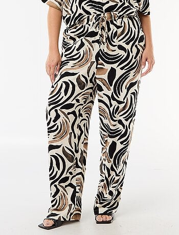 Pantalón liso de lino mezclado