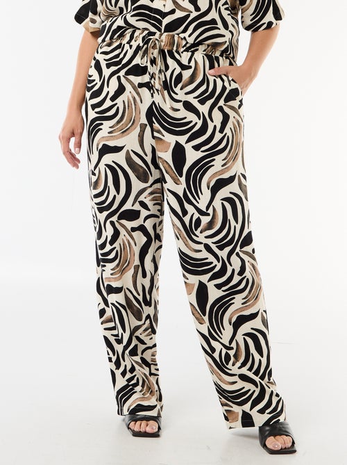 Pantalón liso de lino mezclado - Kiabi