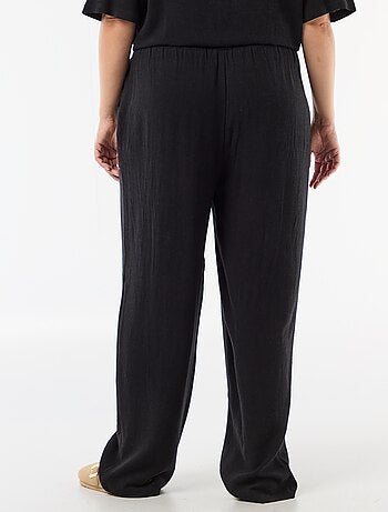 Pantalón liso de lino mezclado
