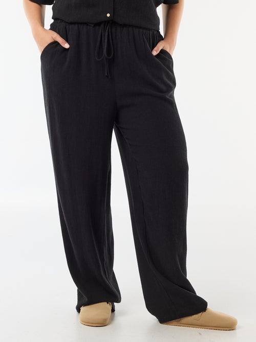 Pantalón liso de lino mezclado - Kiabi