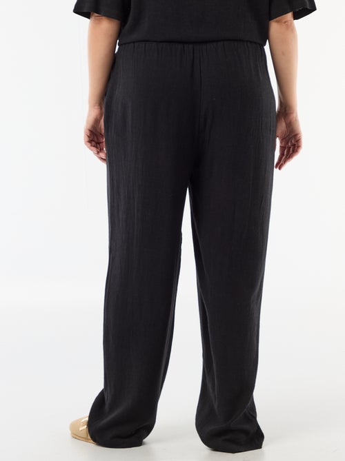 Pantalón liso de lino mezclado - Kiabi