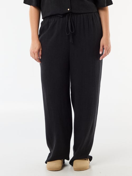 Pantalón liso de lino mezclado - Kiabi