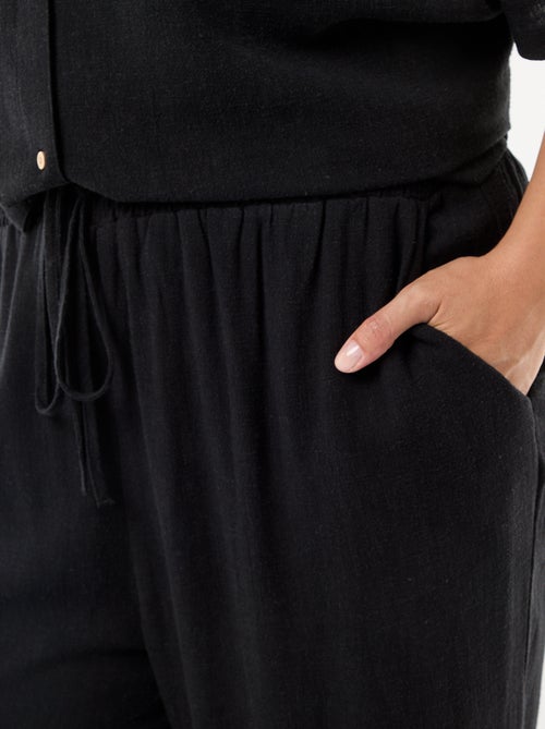 Pantalón liso de lino mezclado - Kiabi