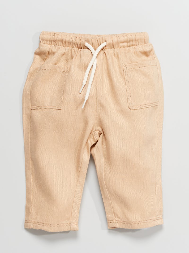 Pantalón liso de lyocell BEIGE - Kiabi