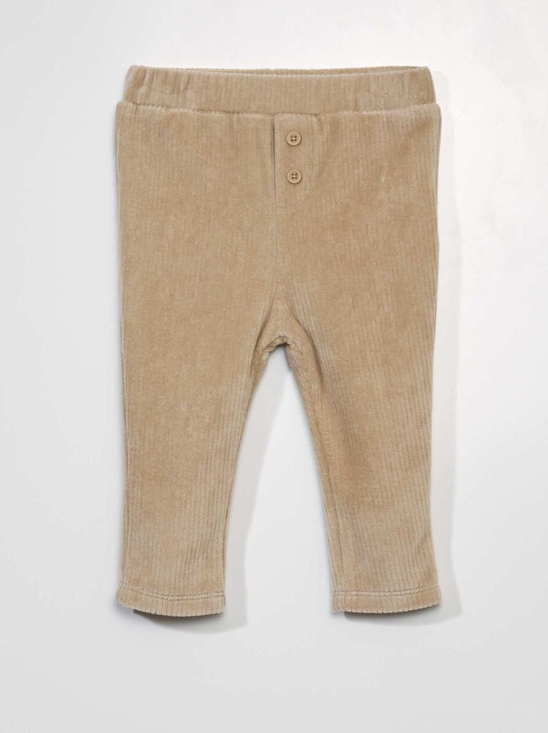 Pantalón liso de pana BEIGE - Kiabi
