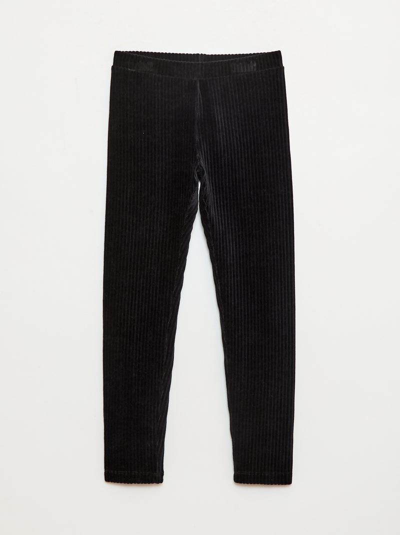 Pantalón liso de pana gruesa Negro - Kiabi